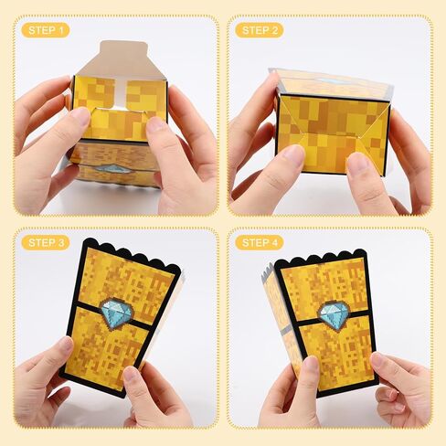 24 Pcs Popcorn Boxes Pixel Miner Theme Popcorn Bags Green Brown Red Party Decorations, Candy Snack Food Containers for Home Movie Theater Birthday Game Theme Party in Kuwait
