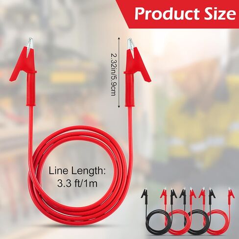 10 Pcs 14 Gauge Jumper Wires with Alligator Clips, Dual Ended Alligator Clips with Wires, Electrical Test Flexible Cable Clamps for Electrical Testing Automotive Repair, 3.3 Ft in Saudi Arabia
