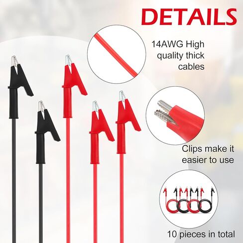 10 Pcs 14 Gauge Jumper Wires with Alligator Clips, Dual Ended Alligator Clips with Wires, Electrical Test Flexible Cable Clamps for Electrical Testing Automotive Repair, 3.3 Ft in Saudi Arabia