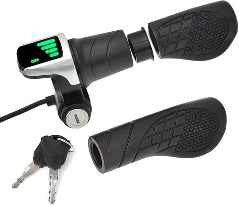 36V Universal Twist Grip Throttle with LCD Power Indicator & Key Lock - Easy Installation for E-Bikes, Electric Scooters & Motorcycles in Saudi Arabia