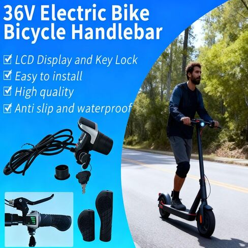 36V Universal Twist Grip Throttle with LCD Power Indicator & Key Lock - Easy Installation for E-Bikes, Electric Scooters & Motorcycles in Saudi Arabia