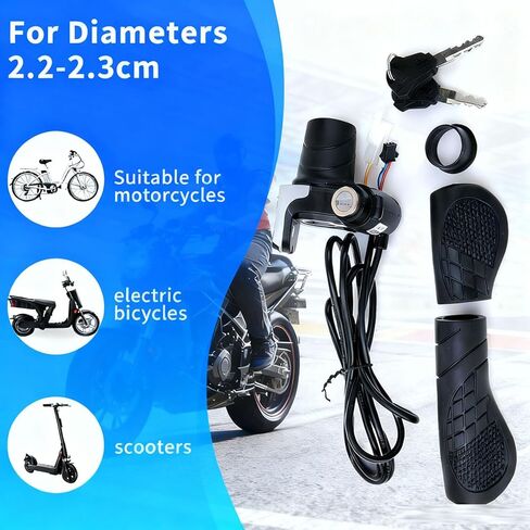 36V Universal Twist Grip Throttle with LCD Power Indicator & Key Lock - Easy Installation for E-Bikes, Electric Scooters & Motorcycles in Saudi Arabia