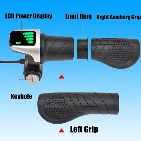 36V Universal Twist Grip Throttle with LCD Power Indicator & Key Lock - Easy Installation for E-Bikes, Electric Scooters & Motorcycles in Saudi Arabia