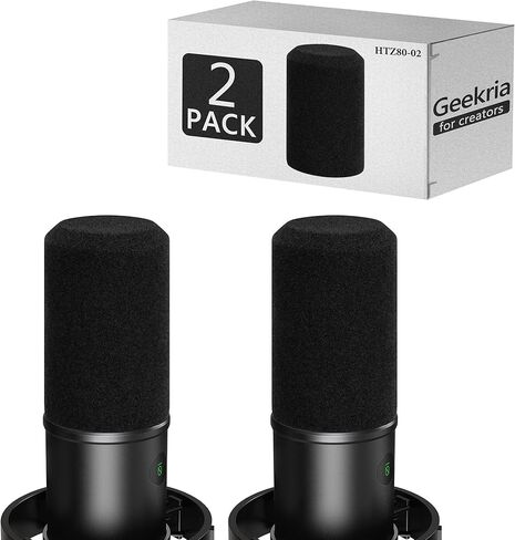 واقي رياح إسفنجي من Geekria for Creators متوافق مع غطاء إسفنجي مضاد للبوب Fifine AmpliGame K688، وغطاء رياح ميكروفون، وفلتر إسفنجي، وواقي أمامي لميكروفون متجمع (أسود / عبوتان) in Kuwait