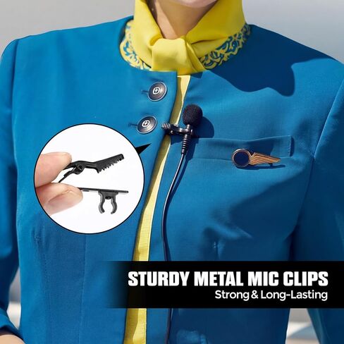 Konohan 24 Set Lavalier Microphone Replacement Kit 24 Pcs Lavalier Metal Tie Mic Clips 24pcs Windscreen Foam Cover and 24 Pcs Plastic Cable Clips for Lapel Mic Recording Video Live Streaming, Black in Saudi Arabia