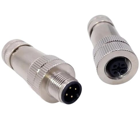 M12 Sensor Connector Matel Signal Shielding Male Female Screw Threaded 4 5 8 Pin 1Pcs(Straight,Male Insert,5P) in Saudi Arabia