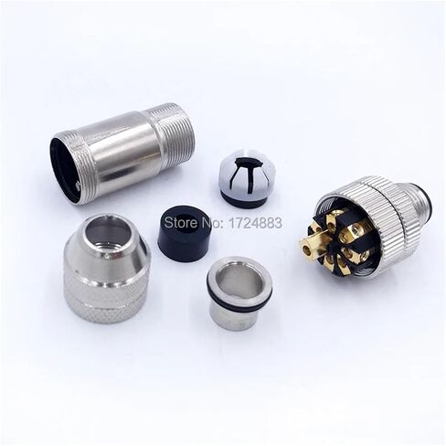 M12 Sensor Connector Matel Signal Shielding Male Female Screw Threaded 4 5 8 Pin 1Pcs(Straight,Male Insert,5P) in Saudi Arabia