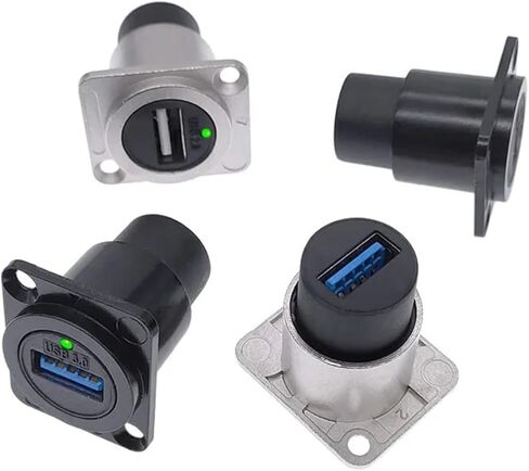 موصل USB 2.0 3.0 مع مقبس تركيب لوحة أنثى بإضاءة LED أسود فضي قطعة واحدة (أسود، USB 2.0 مع ضوء) in Saudi Arabia