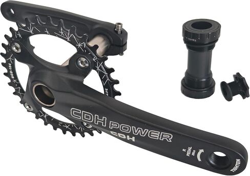 CDHPOWER 104 BCD 34T 170MM مجموعة كرنك الدراجة الجبلية، مجموعة كرنك MTB مدمجة مجوفة، سلسلة دائرية من سبائك الألومنيوم مع مسامير دعامة سفلية (أسود) in Saudi Arabia