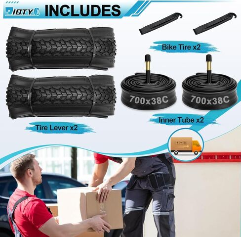 مجموعة إطارات دراجة 700x38C، 40-622 بديلة قابلة للطي ومقاومة للتآكل ومقاومة للثقب، مجموعة إطارات وأنابيب دراجات تتضمن زوجًا من رافعات الإطارات لدراجات الركاب على الطرق والحصى في المدينة in Kuwait