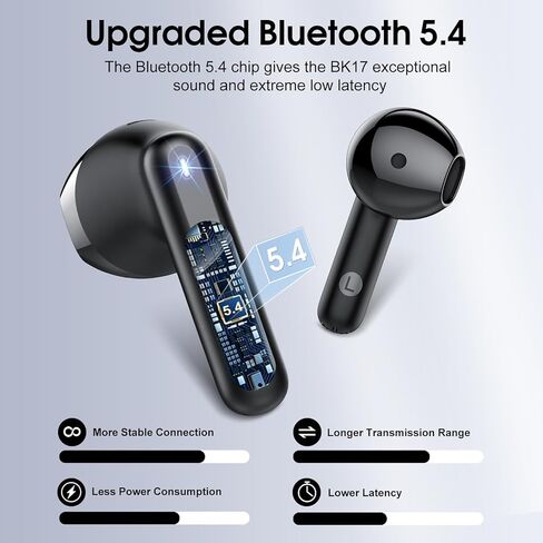 Wireless Earbuds, 2025 Bluetooth 5.4 Headphones in Ear Buds 3D Bass Stereo, 40H Ultralight Bluetooth Earbuds with 4 ENC Noise Cancelling Mic, IP7 Waterproof Earphones for Android iOS Pad, Rose Gold in Kuwait