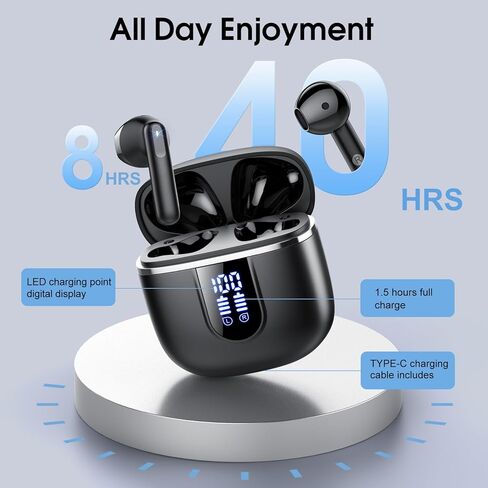 Wireless Earbuds, 2025 Bluetooth 5.4 Headphones in Ear Buds 3D Bass Stereo, 40H Ultralight Bluetooth Earbuds with 4 ENC Noise Cancelling Mic, IP7 Waterproof Earphones for Android iOS Pad, Rose Gold in Kuwait