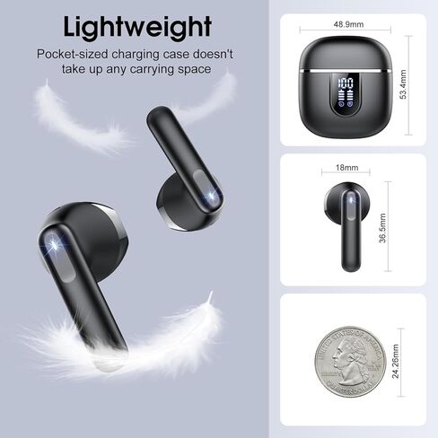 Wireless Earbuds, 2025 Bluetooth 5.4 Headphones in Ear Buds 3D Bass Stereo, 40H Ultralight Bluetooth Earbuds with 4 ENC Noise Cancelling Mic, IP7 Waterproof Earphones for Android iOS Pad, Rose Gold in Kuwait