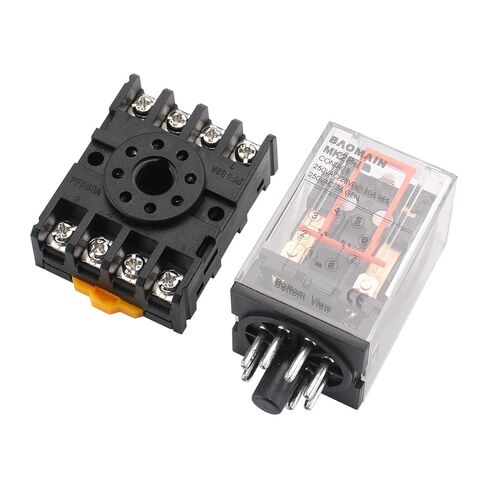 Baomain Power Relay MK2P-I 24VDC Coil DPDT 8 Pin with Plug-in Terminal Socket, for Automation and Control Systems in Kuwait