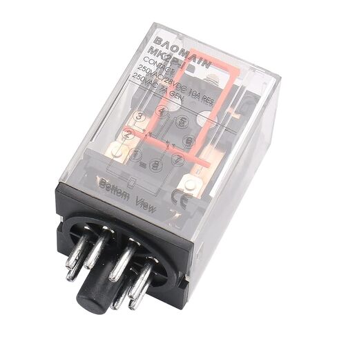 Baomain Power Relay MK2P-I 24VDC Coil DPDT 8 Pin with Plug-in Terminal Socket, for Automation and Control Systems in Kuwait