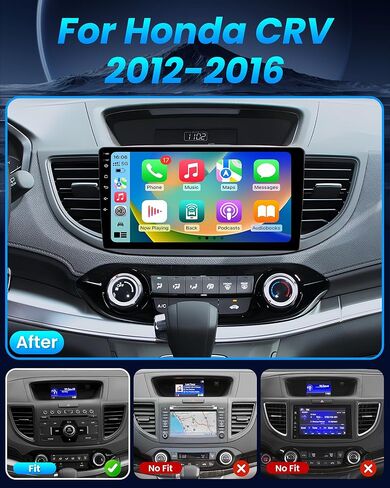 Radio for Honda CRV 2012-2016: 8core 4G+32G Adroid 13 Car Stereo with Wireless Carplay Android Auto,10inch 1280P HD IPS Touch Screen 5.0 Bluetooth GPS WiFi RDS FM Radio SWC 1080 AHD Backup Camera in Kuwait