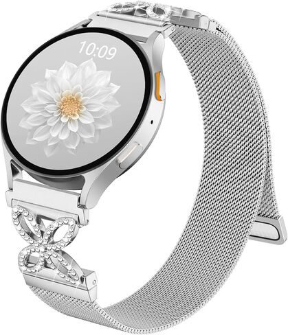 Getino Magnetic Metal Strap Compatible with Galaxy Watch 7 Band, Galaxy Watch 6 Classic Band FE 5 Pro 4 Active 2, 20mm Milanese Floral Dressy Wristband for Samsung Watch Bands Women 40mm 44mm 45mm in Saudi Arabia