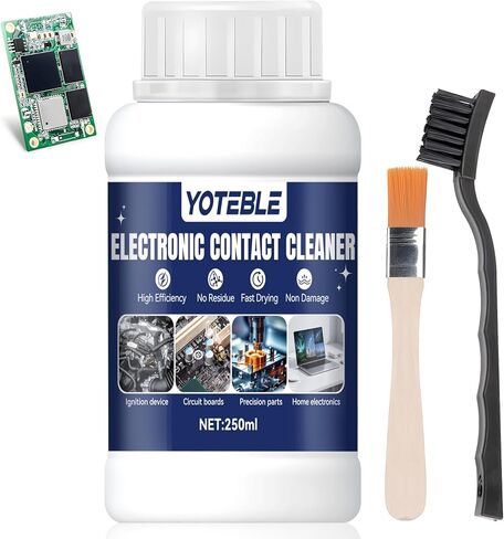 250 ML Electronic Contact Cleaner, Electrical Cleaner with 2 Cleaning Brushs, No Damaging, Suitable for Cleaning Circuit Boards Appliance Control Boards Switches & Connectors, Clear in Kuwait