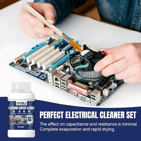 250 ML Electronic Contact Cleaner, Electrical Cleaner with 2 Cleaning Brushs, No Damaging, Suitable for Cleaning Circuit Boards Appliance Control Boards Switches & Connectors, Clear in Kuwait