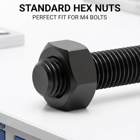 M4 Hex Nuts 100PCS M4 Nuts M4-0.7 Metric Nuts Black Carbon Steel Hex Nuts 6.5mm Width 3.8mm Height Metric Fasteners for 3D Printer RC Car Small Equipment Assembly in Saudi Arabia