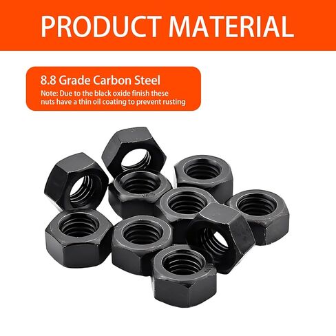M4 Hex Nuts 100PCS M4 Nuts M4-0.7 Metric Nuts Black Carbon Steel Hex Nuts 6.5mm Width 3.8mm Height Metric Fasteners for 3D Printer RC Car Small Equipment Assembly in Saudi Arabia