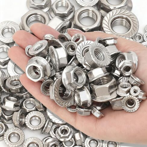 20PCS 304 Stainless Steel Hex Nuts Flange Design Fasten Nuts, Enhancing Stability Preventing Loosening, M4 Size in Saudi Arabia