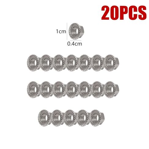 20PCS 304 Stainless Steel Hex Nuts Flange Design Fasten Nuts, Enhancing Stability Preventing Loosening, M4 Size in Saudi Arabia
