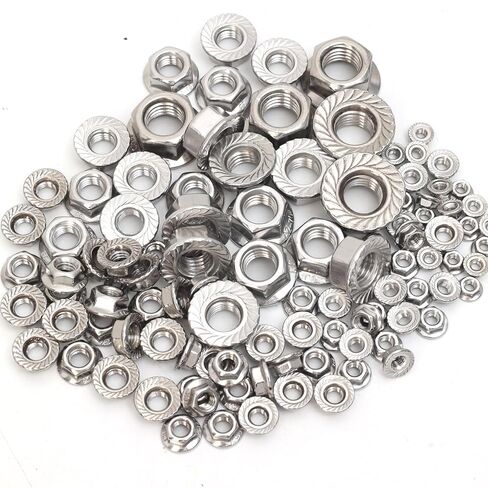 20PCS 304 Stainless Steel Hex Nuts Flange Design Fasten Nuts, Enhancing Stability Preventing Loosening, M4 Size in Saudi Arabia