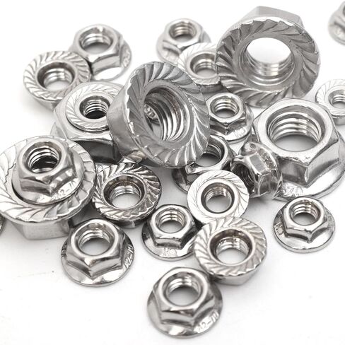 20PCS 304 Stainless Steel Hex Nuts Flange Design Fasten Nuts, Enhancing Stability Preventing Loosening, M4 Size in Saudi Arabia