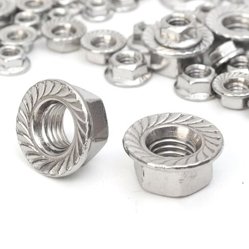 20PCS 304 Stainless Steel Hex Nuts Flange Design Fasten Nuts, Enhancing Stability Preventing Loosening, M4 Size in Saudi Arabia