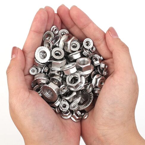 20PCS 304 Stainless Steel Hex Nuts Flange Design Fasten Nuts, Enhancing Stability Preventing Loosening, M4 Size in Saudi Arabia