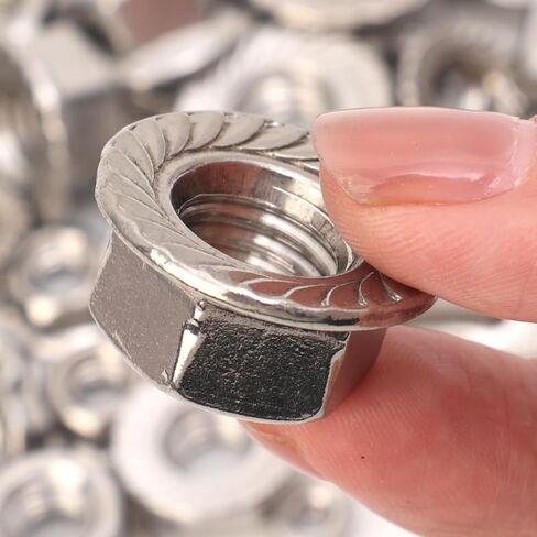 20PCS 304 Stainless Steel Hex Nuts Flange Design Fasten Nuts, Enhancing Stability Preventing Loosening, M4 Size in Saudi Arabia