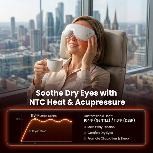 جهاز تدليك العين من بوب آند براد مع الحرارة والتبريد، مؤهل من FSA-HSA، قناع تدليك العين الساخن EyeOasis 3 للعيون الجافة، والصداع النصفي، وتخفيف الصداع، وتقليل الإجهاد، وتحسين النوم، وعيد الأم in Kuwait