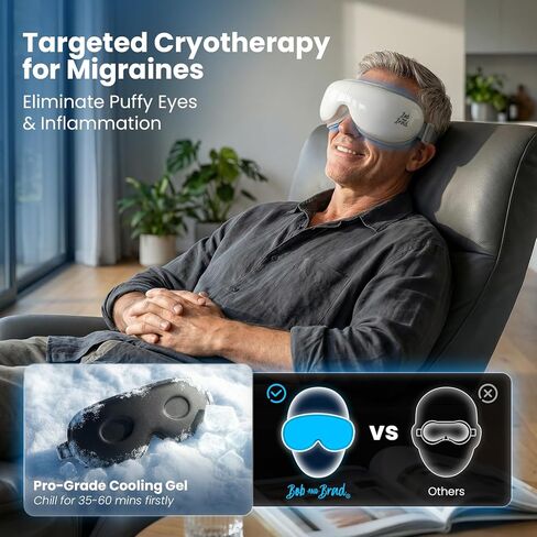 جهاز تدليك العين من بوب آند براد مع الحرارة والتبريد، مؤهل من FSA-HSA، قناع تدليك العين الساخن EyeOasis 3 للعيون الجافة، والصداع النصفي، وتخفيف الصداع، وتقليل الإجهاد، وتحسين النوم، وعيد الأم in Kuwait