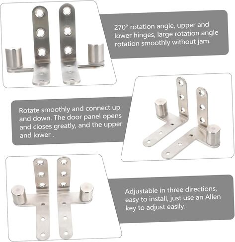 Toyvian 2pcs Invisible Hinges for Cabinets Stainless Steel Rotating Cupboard Hinges Easy to Install Smooth Operation for Doors and Windows in Saudi Arabia