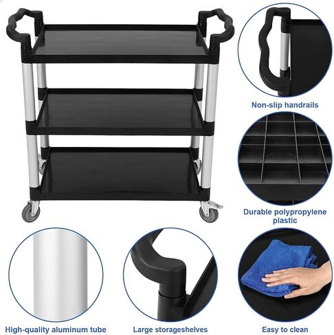 Service Cart 2-Shelf, Storage Handle, 500 lbs Capacity, for Warehouse/Garage/Cleaning/Manufacturing，45"X25" in Kuwait