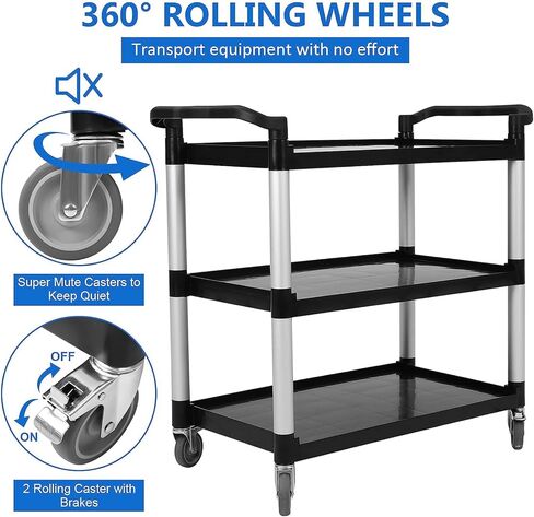 Service Cart 2-Shelf, Storage Handle, 500 lbs Capacity, for Warehouse/Garage/Cleaning/Manufacturing，45"X25" in Kuwait