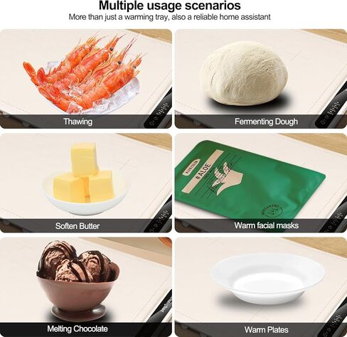 Qimh Food Warming Mat, Silicone Food Warmer for Parties Buffet, Full Surface Electric Warming Tray with 4 Temps & 10s Rapid Heating, Portable Food Heater for Gathering, Kitchen, Everyday Use (Beige) in Kuwait