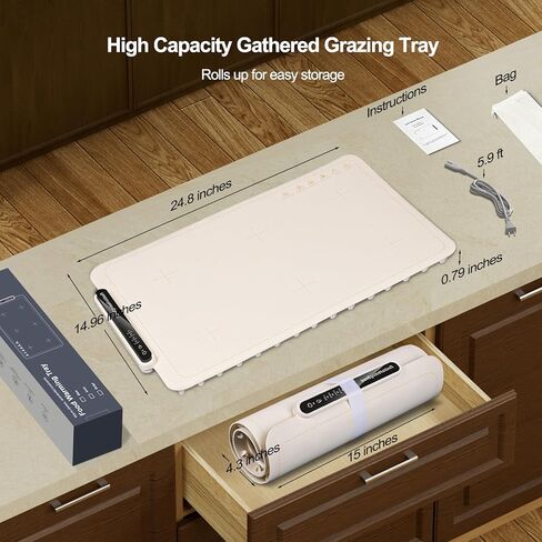 Qimh Food Warming Mat, Silicone Food Warmer for Parties Buffet, Full Surface Electric Warming Tray with 4 Temps & 10s Rapid Heating, Portable Food Heater for Gathering, Kitchen, Everyday Use (Beige) in Kuwait