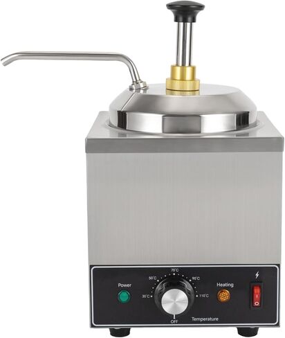 500W Electric Cheese Dispenser with Pump and Spoon, 4.23 Qt Commercial Hot Fudge Warmer Sauce Dispenser Machine, 86-230℉ Temp Adjustable Cheese Nacho Sauce Warmer, for Hot Fudge Cheese Caramel in Kuwait