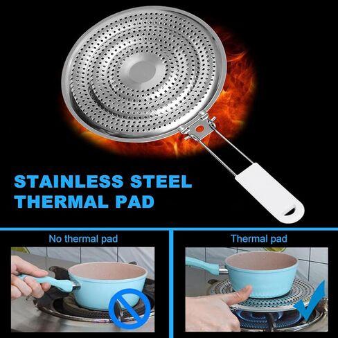 Heat Diffuser,Stainless Steel Heat Diffuser With Cool Touch Handle for Gas and Electric Stove Induction Cooktop Compatibility Simmer Plate Even Heat Distribution Food Warmer(size:7.99 x 7.36inch) in Kuwait