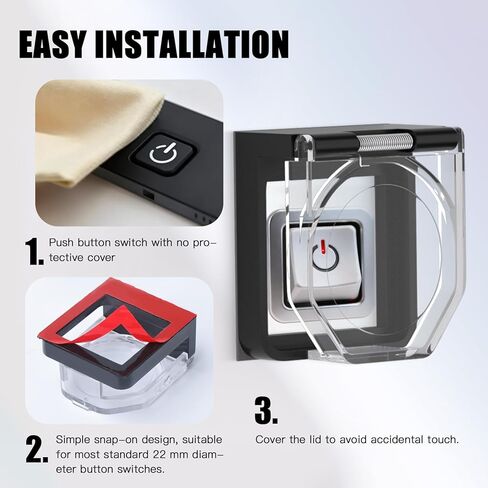 APIELE Power Push Button Switch Cover with Spring Dustproof and Waterproof Safety Protector Square Hole for 22mm 7/8" Mounting in Saudi Arabia