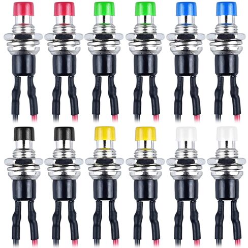 12-Pack 1A 250VAC 7mm Mini Momentary Push Button Switch 2Pins with Pre-soldered Wire SPST Normal Open NO Micro Switch (12pcs Red) in Saudi Arabia