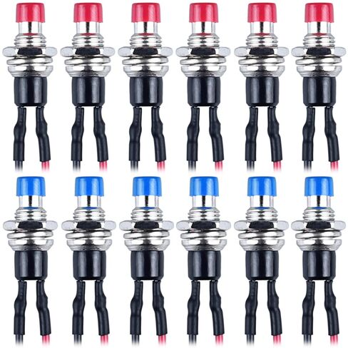 12-Pack 1A 250VAC 7mm Mini Momentary Push Button Switch 2Pins with Pre-soldered Wire SPST Normal Open NO Micro Switch (12pcs Red) in Saudi Arabia