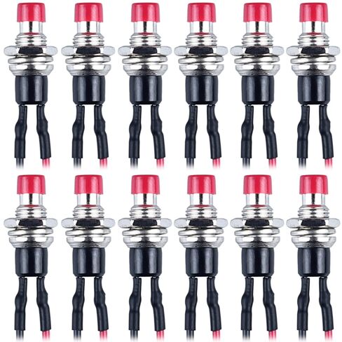 12-Pack 1A 250VAC 7mm Mini Momentary Push Button Switch 2Pins with Pre-soldered Wire SPST Normal Open NO Micro Switch (12pcs Red) in Saudi Arabia