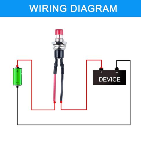 12-Pack 1A 250VAC 7mm Mini Momentary Push Button Switch 2Pins with Pre-soldered Wire SPST Normal Open NO Micro Switch (12pcs Red) in Saudi Arabia