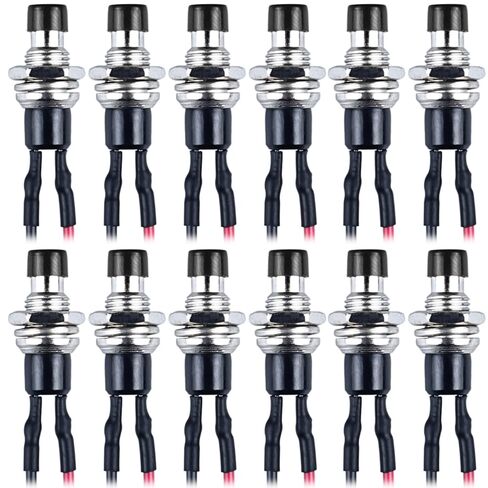 12-Pack 1A 250VAC 7mm Mini Momentary Push Button Switch 2Pins with Pre-soldered Wire SPST Normal Open NO Micro Switch (12pcs Red) in Saudi Arabia