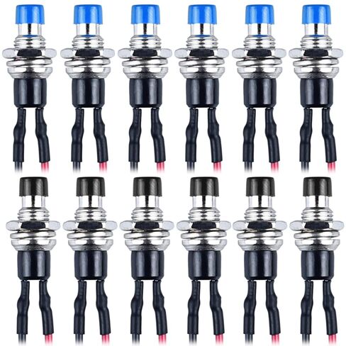 12-Pack 1A 250VAC 7mm Mini Momentary Push Button Switch 2Pins with Pre-soldered Wire SPST Normal Open NO Micro Switch (12pcs Red) in Saudi Arabia