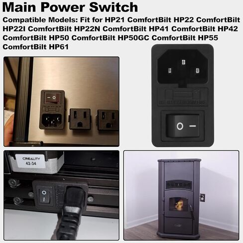 Main Power Switch 10A 250V 3 Pin with A Screwdriver, for ComfortBilt Pellet Stove ComfortBilt HP21 ComfortBilt HP22 ComfortBilt HP41 ComfortBilt HP42 ComfortBilt HP50 ComfortBilt HP50GC AC-01 in Kuwait