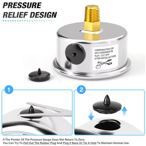 MEANLIN MEASURE 0~100Psi Stainless Steel Glycerin Filled Pressure Gauge 1/8" NPT 1.5" FACE DIAL, with 1/8 NPT Female to Male Oil Pressure Sensor Tee Adapter for Water Oil Air, Back Mount in Saudi Arabia